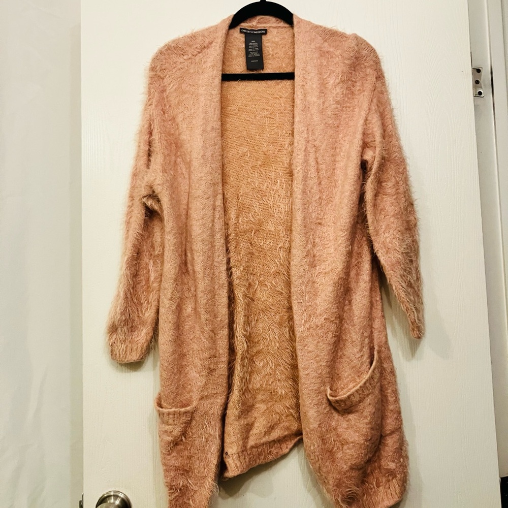 Chelsea & Theodore Fuzzy Blush Cardigan